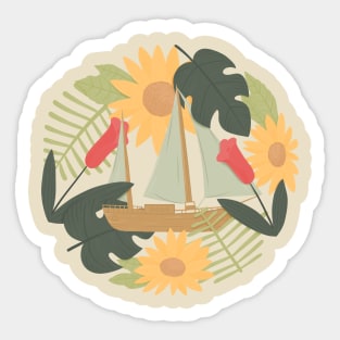 The sail behind a little flowers Sticker